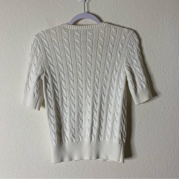 Ralph Lauren Cable-Knit Short-Sleeve Cardigan M - Picture 8 of 9